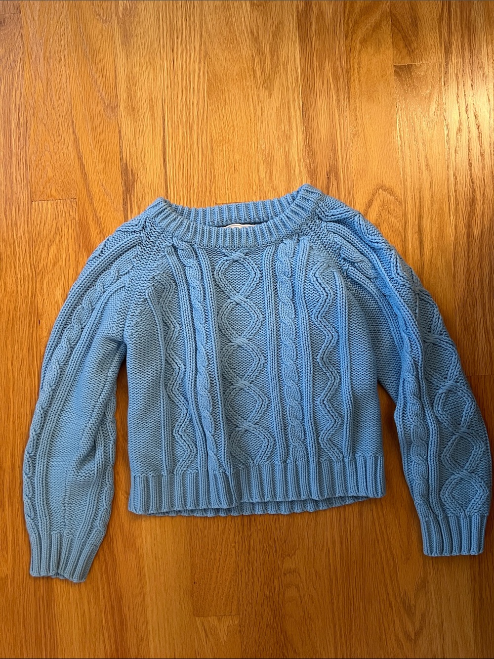 Vintage Sears Light Blue Cable Knit youth Sweater 3T